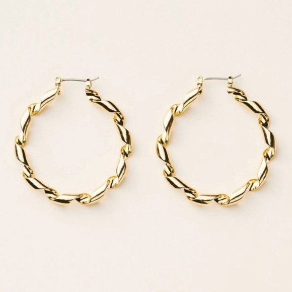 kate spade New York x Target Metal Ribbon Hoop Earrings Gold Tone New In Hand